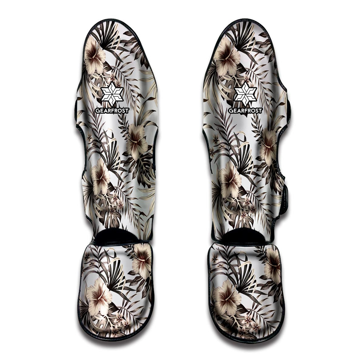 Vintage Hibiscus Plumeria Pattern Print Muay Thai Shin Guard