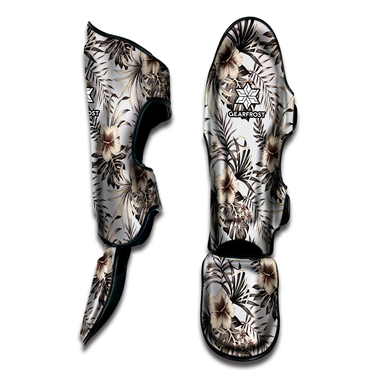 Vintage Hibiscus Plumeria Pattern Print Muay Thai Shin Guard