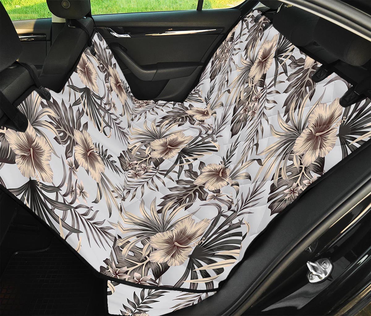 Vintage Hibiscus Plumeria Pattern Print Pet Car Back Seat Cover