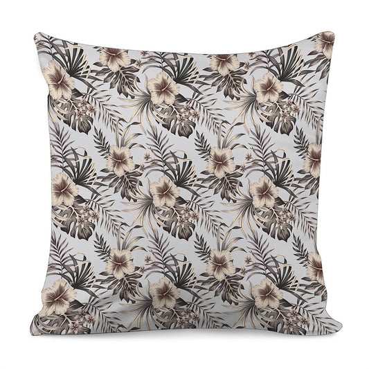 Vintage Hibiscus Plumeria Pattern Print Pillow Cover