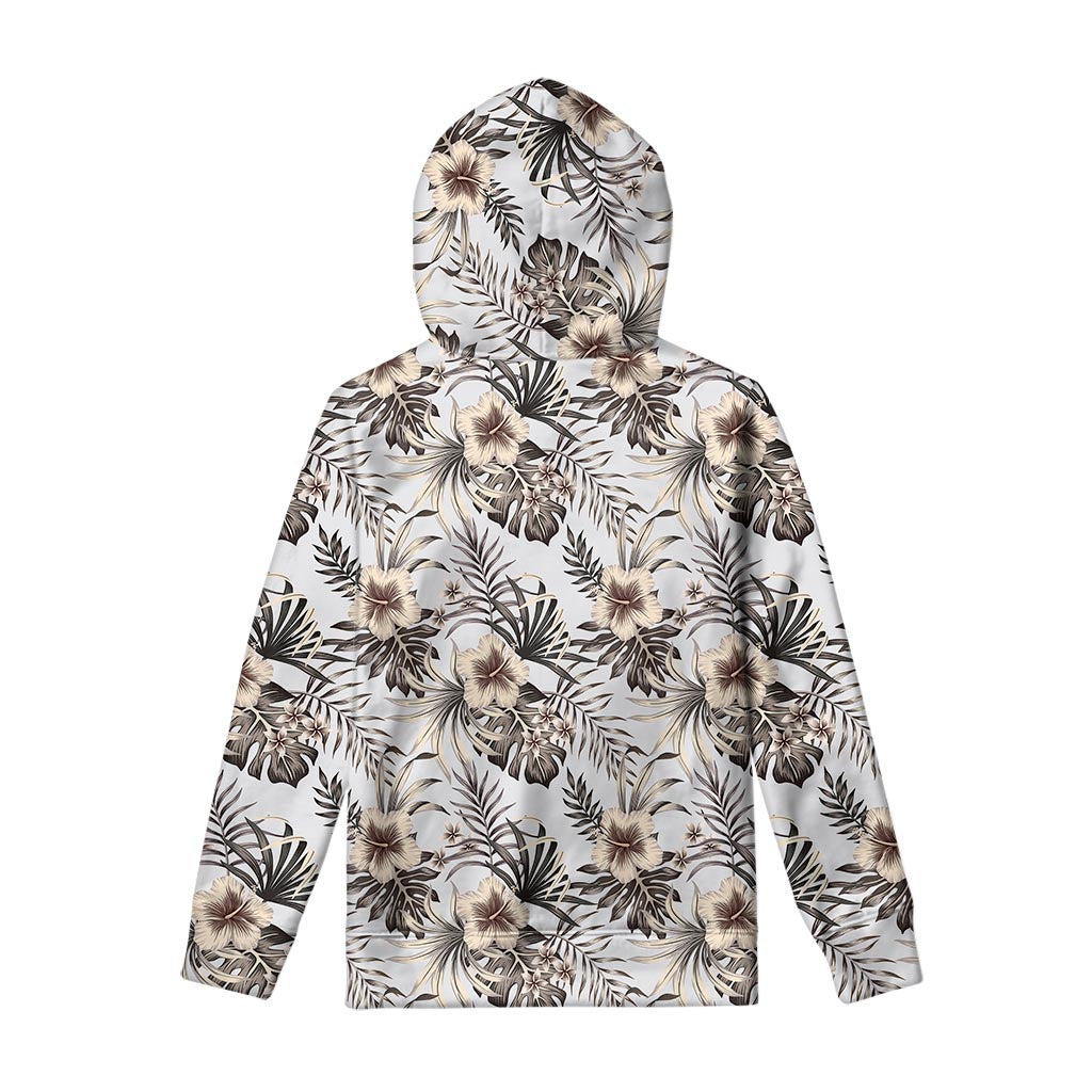 Vintage Hibiscus Plumeria Pattern Print Pullover Hoodie