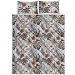 Vintage Hibiscus Plumeria Pattern Print Quilt Bed Set