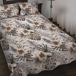 Vintage Hibiscus Plumeria Pattern Print Quilt Bed Set