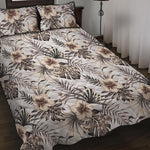 Vintage Hibiscus Plumeria Pattern Print Quilt Bed Set