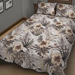 Vintage Hibiscus Plumeria Pattern Print Quilt Bed Set