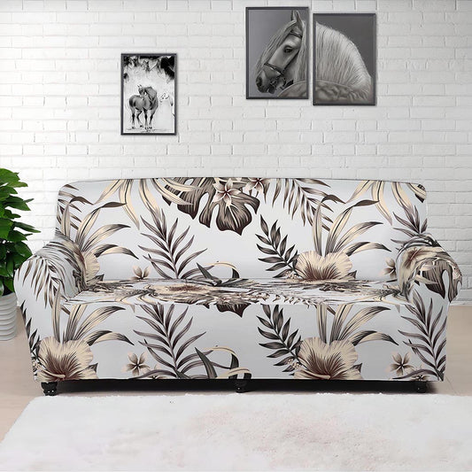 Vintage Hibiscus Plumeria Pattern Print Sofa Cover