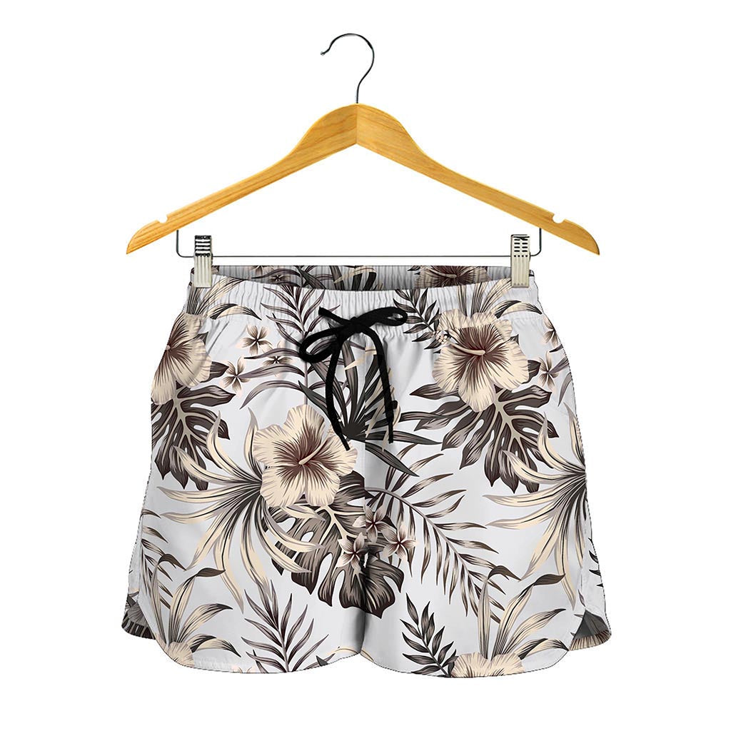 Vintage Hibiscus Plumeria Pattern Print Women's Shorts
