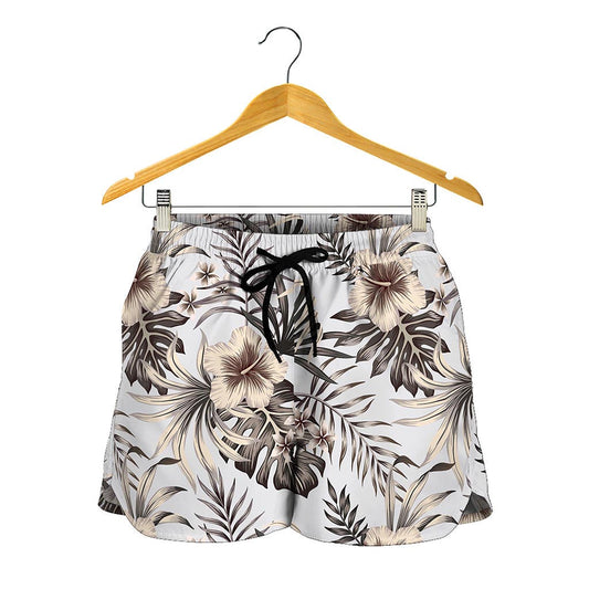 Vintage Hibiscus Plumeria Pattern Print Women's Shorts