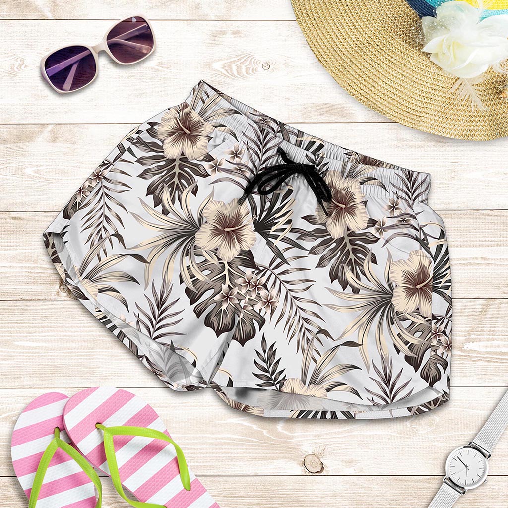 Vintage Hibiscus Plumeria Pattern Print Women's Shorts