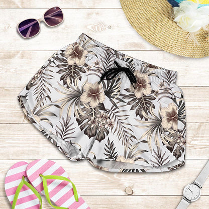 Vintage Hibiscus Plumeria Pattern Print Women's Shorts