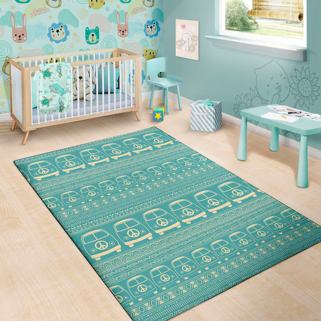 Vintage Hippie Van Pattern Print Area Rug