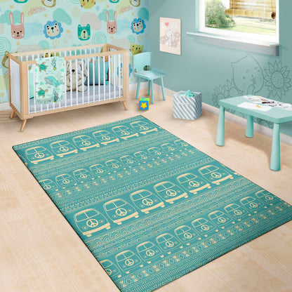 Vintage Hippie Van Pattern Print Area Rug
