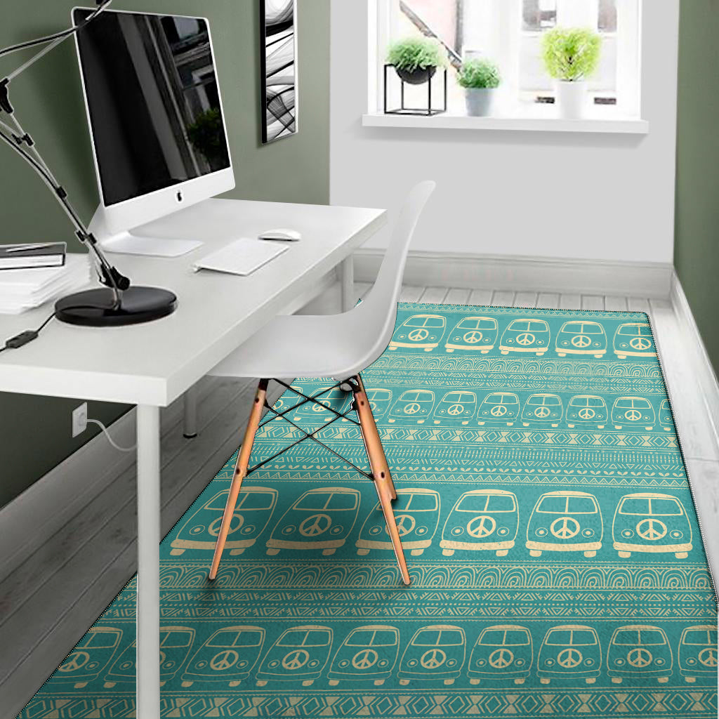 Vintage Hippie Van Pattern Print Area Rug