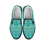 Vintage Hippie Van Pattern Print Black Slip On Shoes