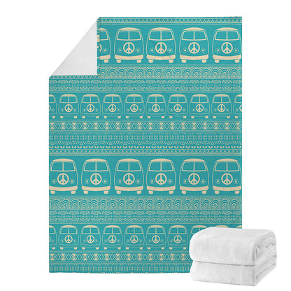 Vintage Hippie Van Pattern Print Blanket