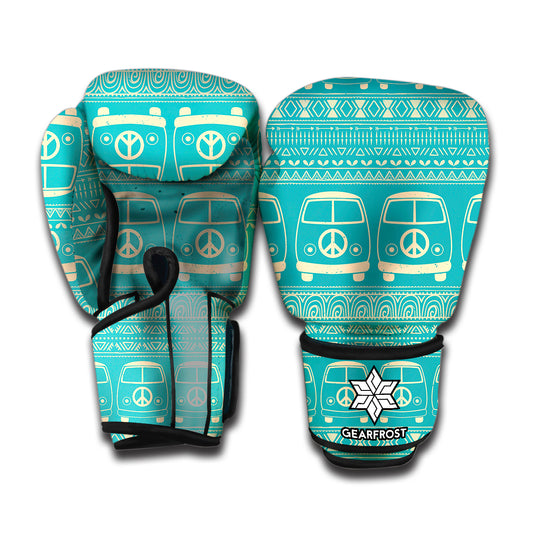Vintage Hippie Van Pattern Print Boxing Gloves