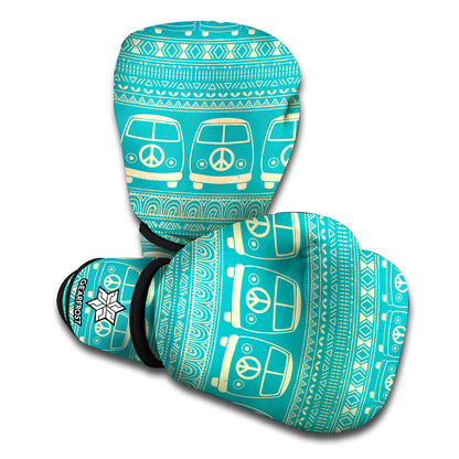 Vintage Hippie Van Pattern Print Boxing Gloves