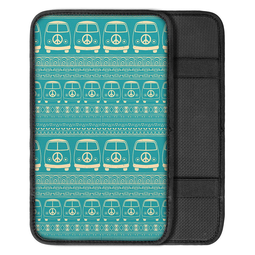 Vintage Hippie Van Pattern Print Car Center Console Cover