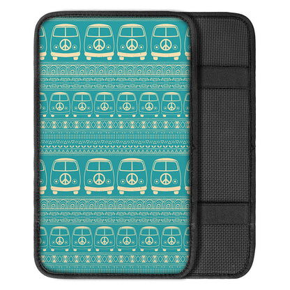 Vintage Hippie Van Pattern Print Car Center Console Cover
