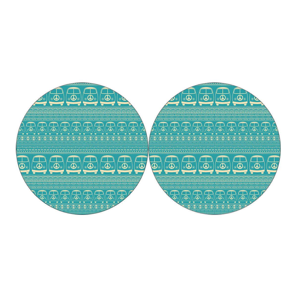 Vintage Hippie Van Pattern Print Car Coasters