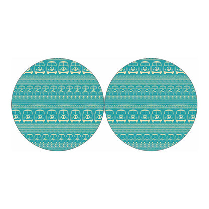 Vintage Hippie Van Pattern Print Car Coasters