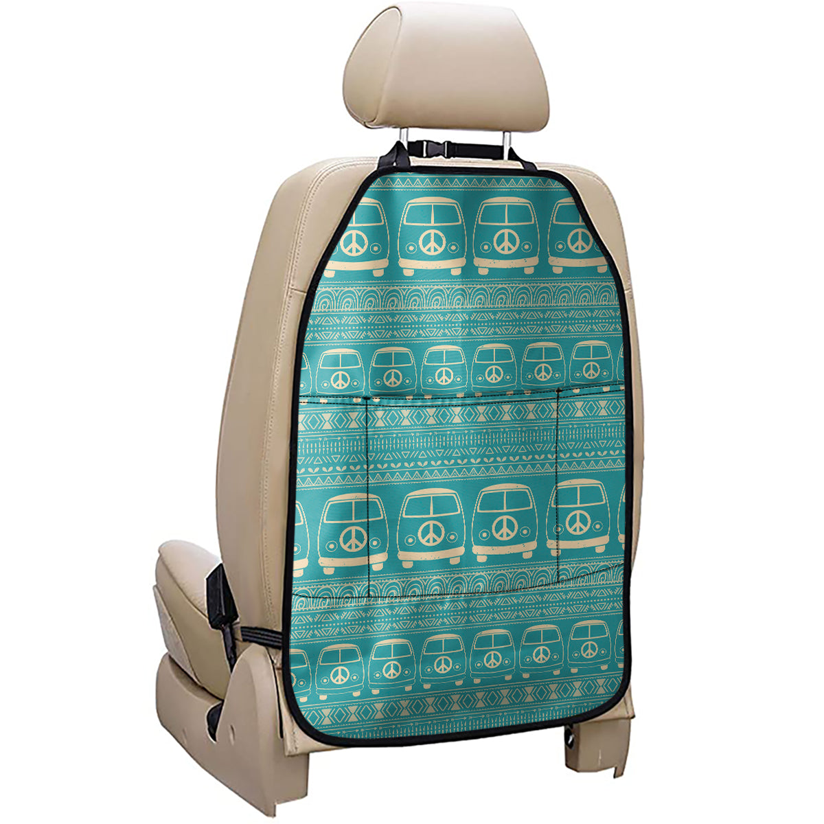Vintage Hippie Van Pattern Print Car Seat Organizers