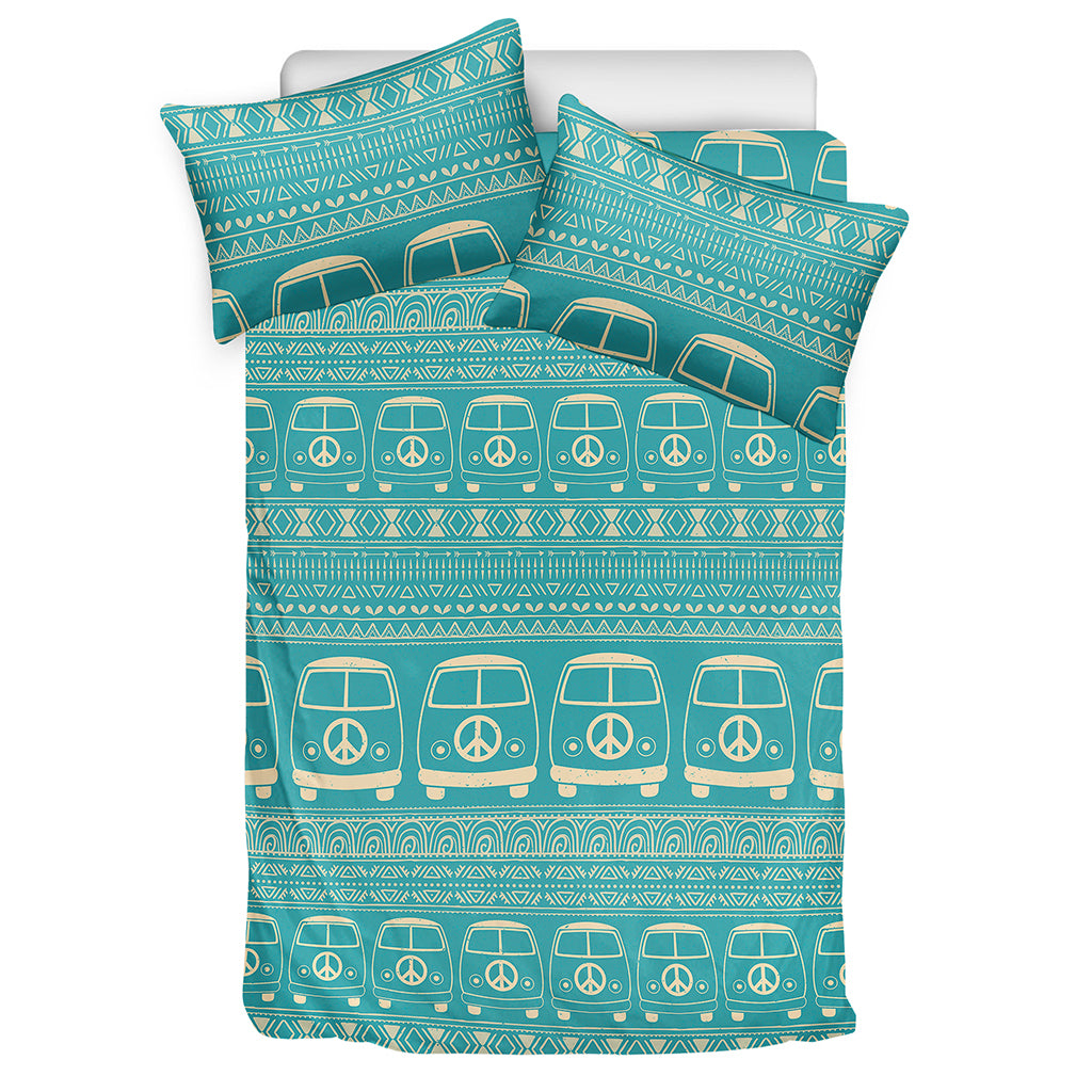 Vintage Hippie Van Pattern Print Duvet Cover Bedding Set