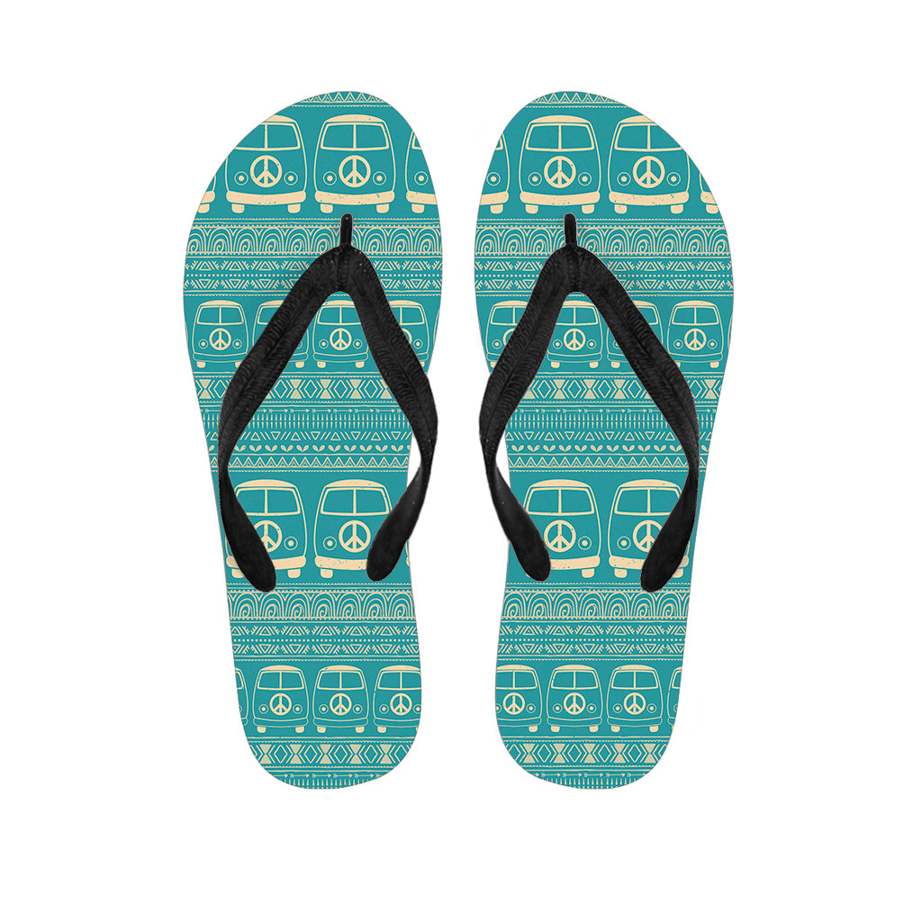 Vintage Hippie Van Pattern Print Flip Flops