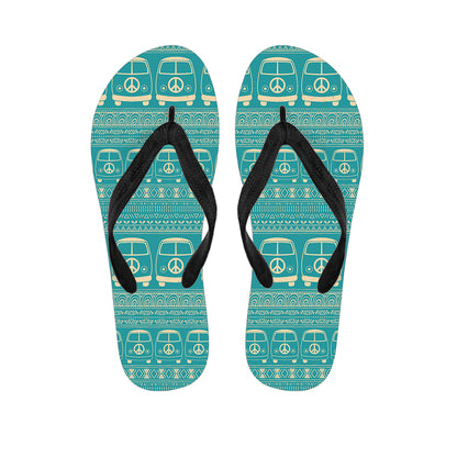 Vintage Hippie Van Pattern Print Flip Flops