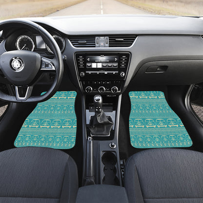 Vintage Hippie Van Pattern Print Front and Back Car Floor Mats