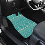 Vintage Hippie Van Pattern Print Front and Back Car Floor Mats