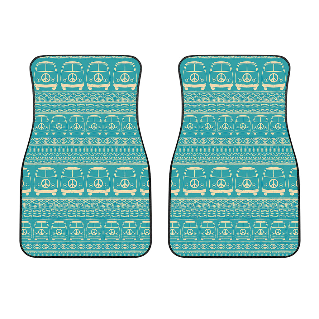 Vintage Hippie Van Pattern Print Front Car Floor Mats