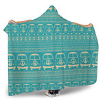 Vintage Hippie Van Pattern Print Hooded Blanket