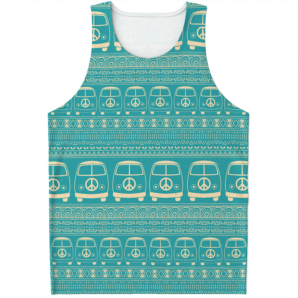 Vintage Hippie Van Pattern Print Men's Tank Top