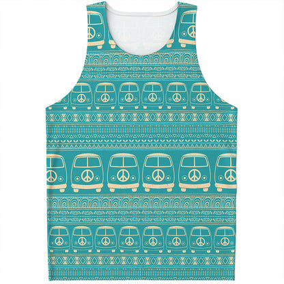 Vintage Hippie Van Pattern Print Men's Tank Top