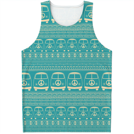 Vintage Hippie Van Pattern Print Men's Tank Top