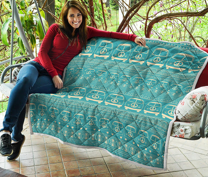 Vintage Hippie Van Pattern Print Quilt