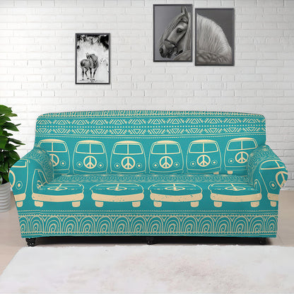 Vintage Hippie Van Pattern Print Sofa Cover