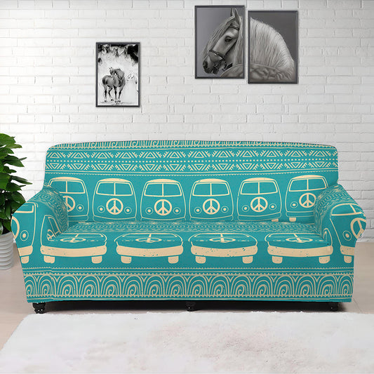 Vintage Hippie Van Pattern Print Sofa Cover