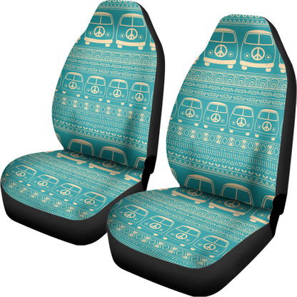Vintage Hippie Van Pattern Print Universal Fit Car Seat Covers