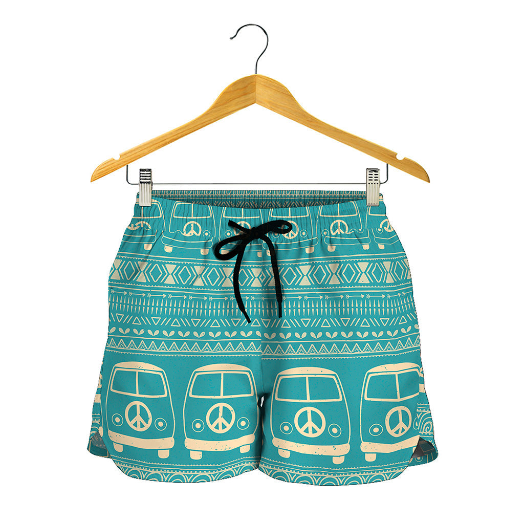 Vintage Hippie Van Pattern Print Women's Shorts