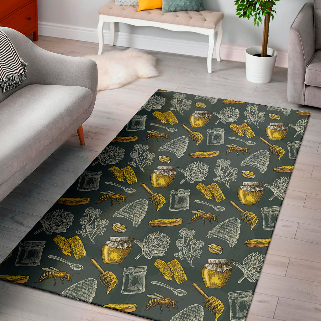 Vintage Honey Bee Print Area Rug