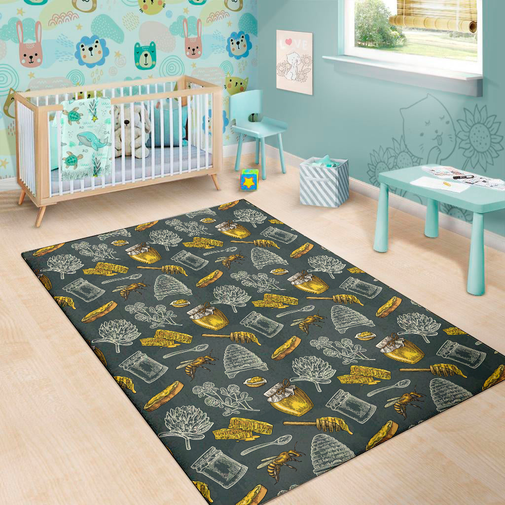 Vintage Honey Bee Print Area Rug