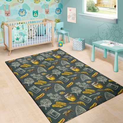Vintage Honey Bee Print Area Rug