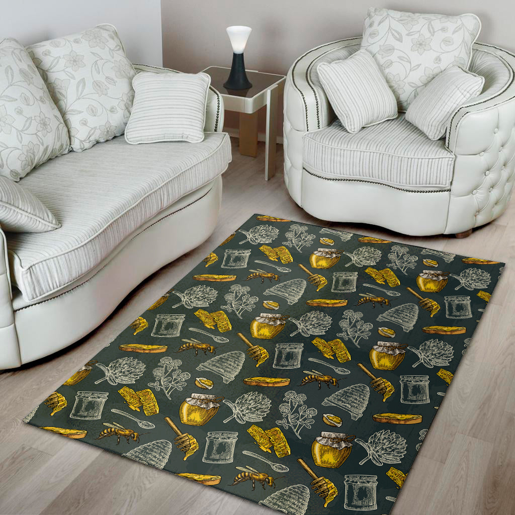 Vintage Honey Bee Print Area Rug