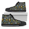 Vintage Honey Bee Print Black High Top Sneakers