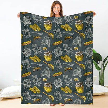Vintage Honey Bee Print Blanket