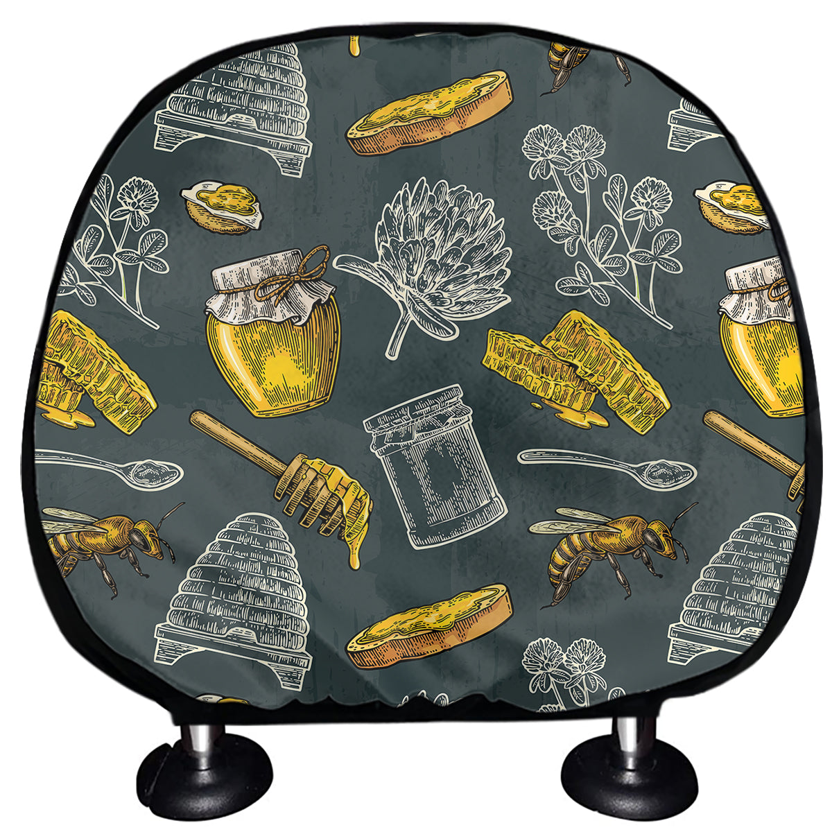 Vintage Honey Bee Print Car Headrest Covers