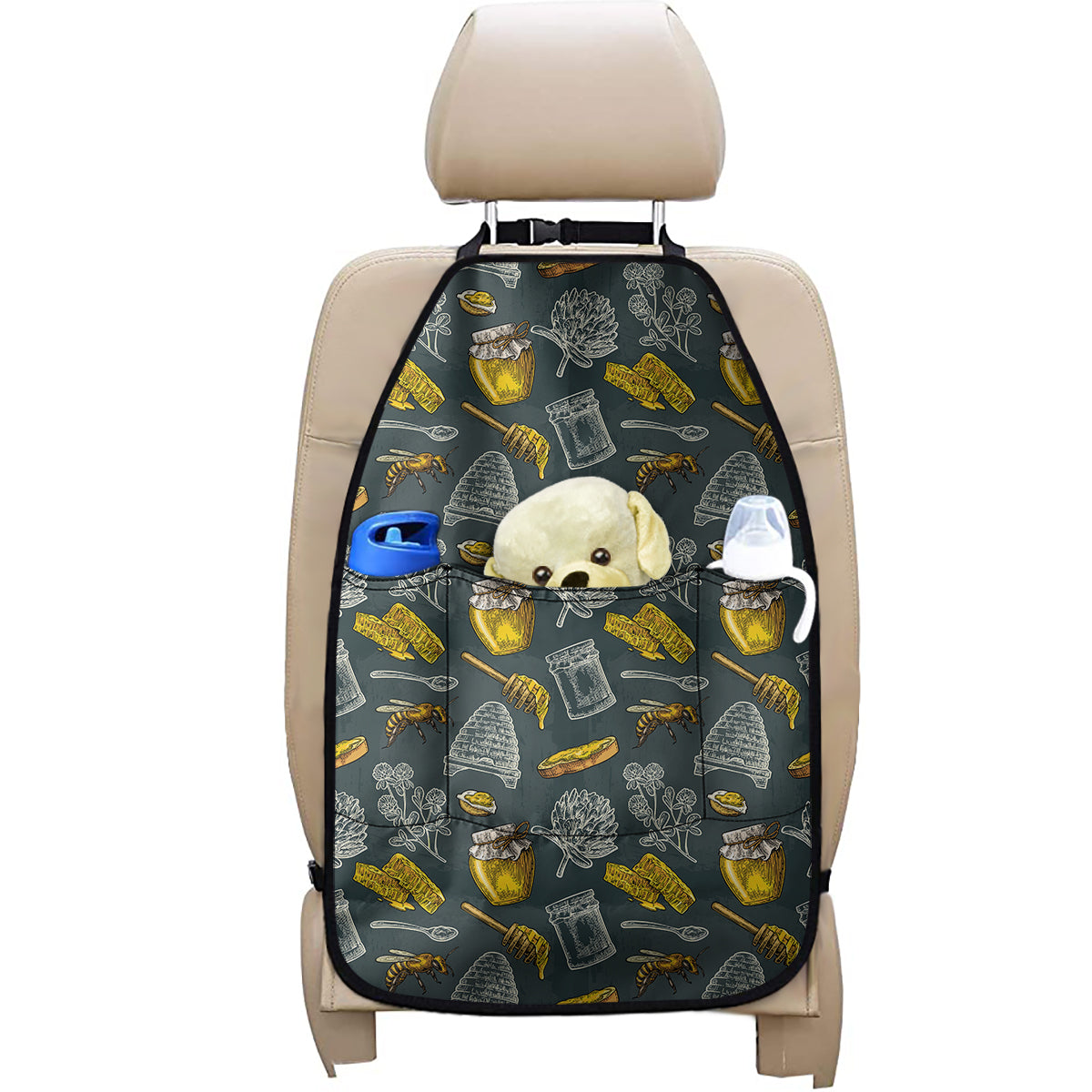 Vintage Honey Bee Print Car Seat Organizers