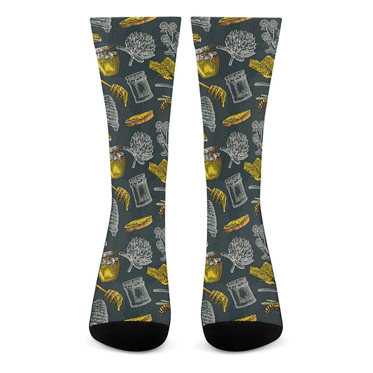 Vintage Honey Bee Print Crew Socks